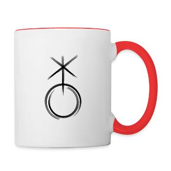Symbol nonbinär schwarz - Tasse zweifarbig - Weiß/Rot - Rechts