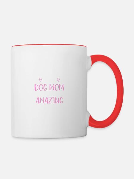 DOG MOM - Tasse zweifarbig - Weiß/Rot