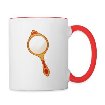 cute vector design vintage gold hand mirror - Contrasting Mug - white/red - Right
