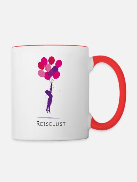 ReiseLust - Tasse zweifarbig - Weiß/Rot