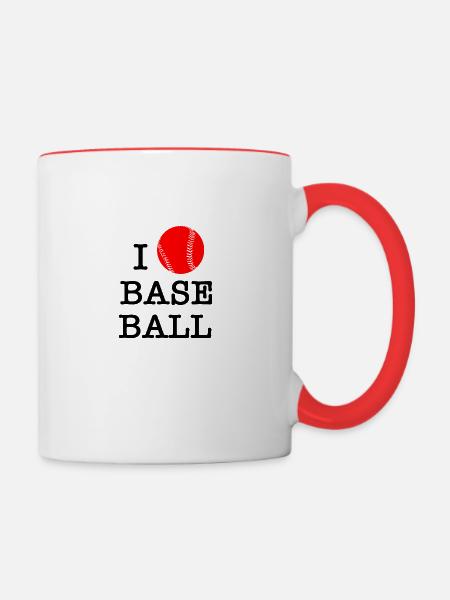 Ich liebe Baseball - Tasse zweifarbig - Weiß/Rot