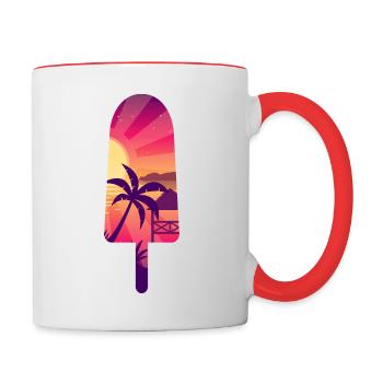 Asiatisches Meerblick-Schattenbild gefrorener Stock - Tasse zweifarbig - Weiß/Rot - Rechts
