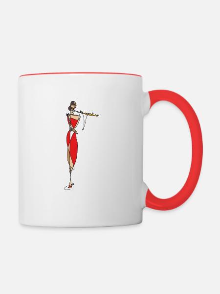 Flöte - Tasse zweifarbig - Weiß/Rot