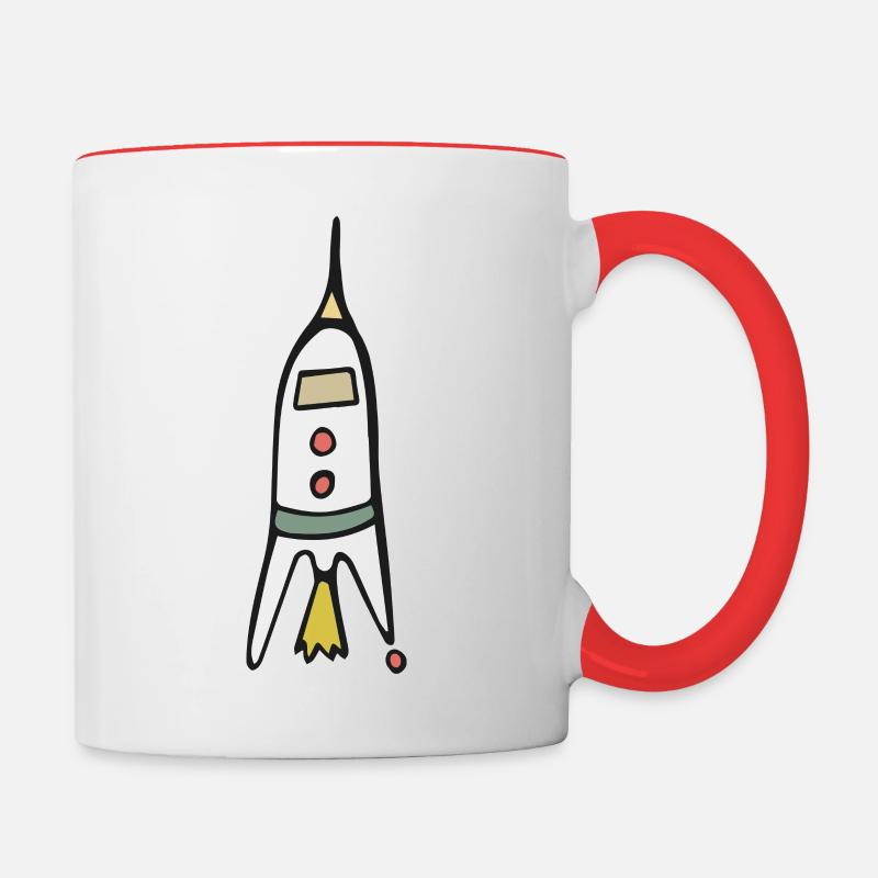 Space Rocket Launch - Contrasting Mug - white/red