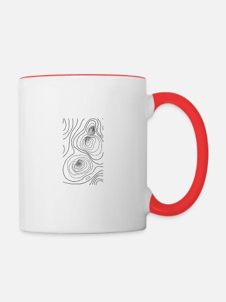 Höhenlinien - Tasse zweifarbig - Weiß/Rot