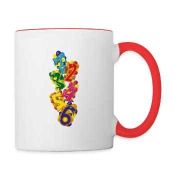 Geburtstagszahlen mit Tieren und Luftballons. - Tasse zweifarbig - Weiß/Rot - Rechts