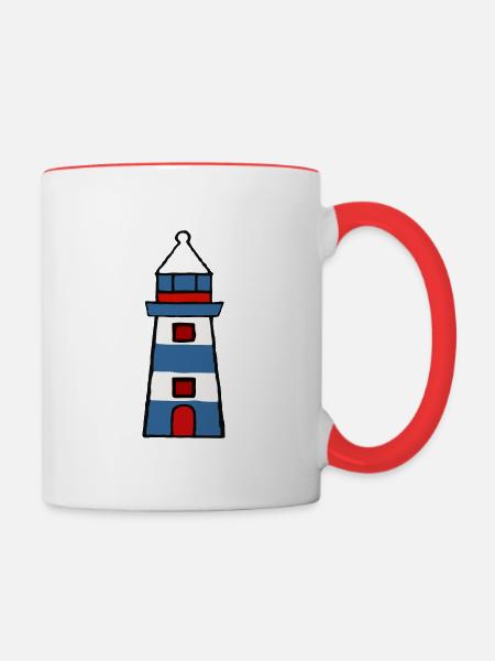 Lighthouse - red blue design - Tasse zweifarbig - Weiß/Rot
