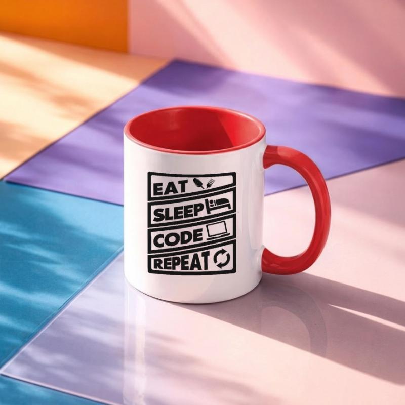 Mangez la récurrence du code de sommeil | encodeur Mug contrasté