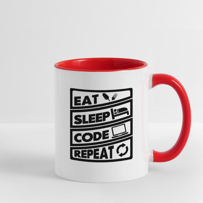 Mangez la récurrence du code de sommeil | encodeur Mug contrasté