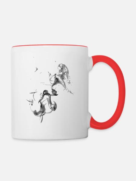 Rauch Dampf Qualm - Tasse zweifarbig - Weiß/Rot