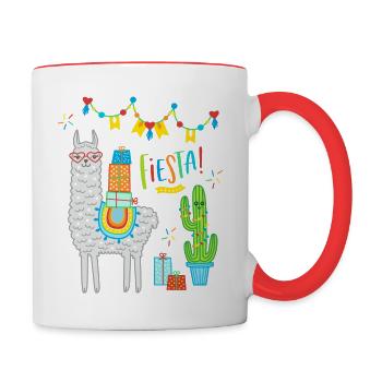 Llama Fiesta Comic Alpaga cadeau anniversaire - Mug contrasté - blanc/rouge - Droite