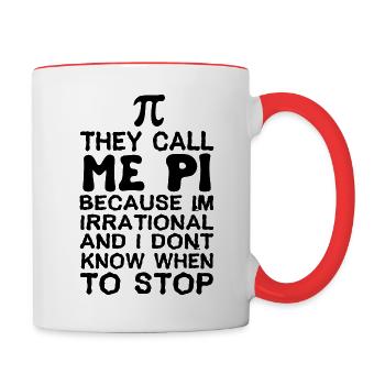 Ils m'appellent PI, le numéro Pi, ils m'appellent Pi - Mug contrasté - blanc/rouge - Droite