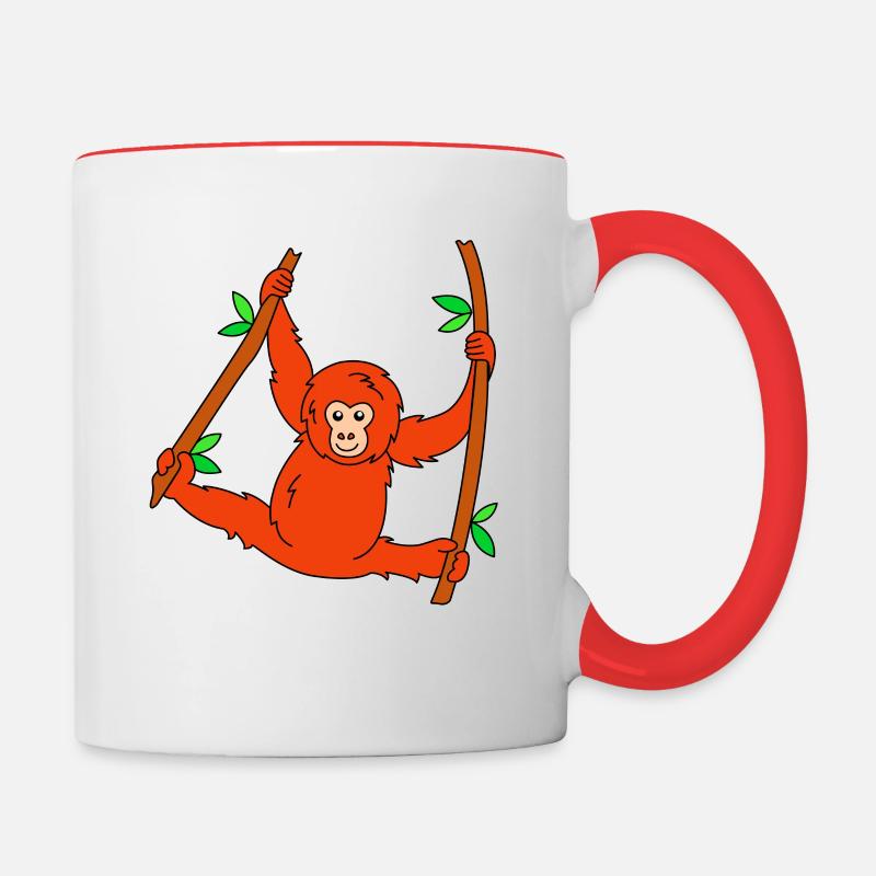 Orang-outan - Mug contrasté - blanc/rouge