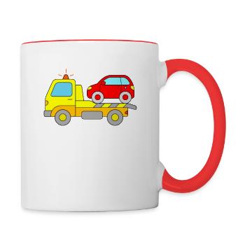 Abschlepper - Tasse zweifarbig - Weiß/Rot - Rechts