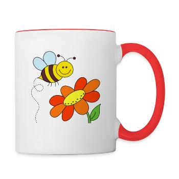 Biene mit Blume - Tasse zweifarbig - Weiß/Rot - Rechts