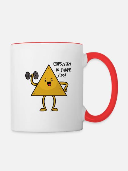 Chips in his Kettlebell - Tasse zweifarbig - Weiß/Rot