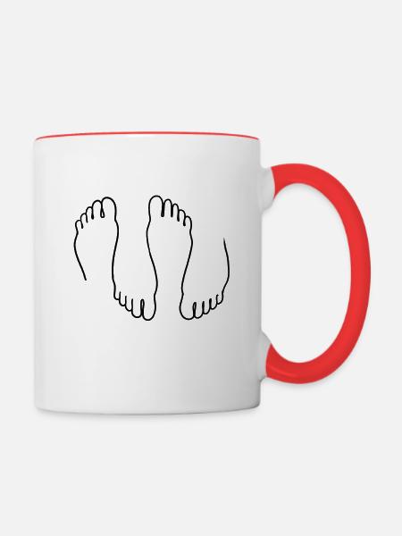 füße - Tasse zweifarbig - Weiß/Rot