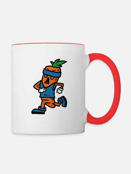 Run Carrot Run - Tasse zweifarbig - Weiß/Rot