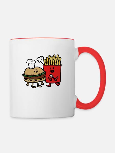 Chef Burger and Fries - Tasse zweifarbig - Weiß/Rot