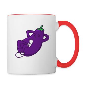 Sleepy Eggplant , Augergine Chillt - Tasse zweifarbig - Weiß/Rot - Rechts