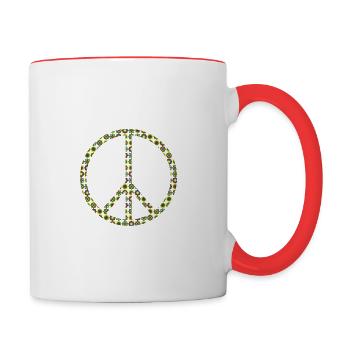 Peace Peace Sign La puissance des fleurs des années 70 - Mug contrasté - blanc/rouge - Droite