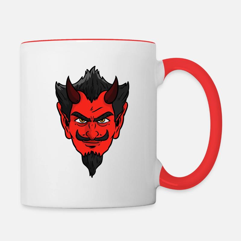 Devil Face - Contrasting Mug - white/red