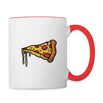 Pizza Valentinstag Paar T-shirt - Tasse zweifarbig - Weiß/Rot - Rechts