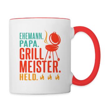 Grillen - Tasse zweifarbig - Weiß/Rot - Rechts