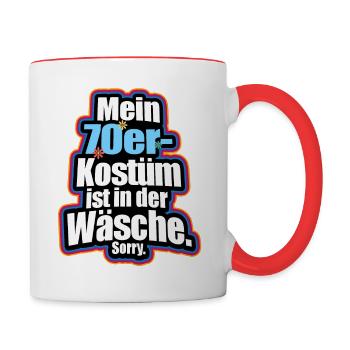 Mein 70er Jahre Kostüm In Der Wäsche Motto Party - Tasse zweifarbig - Weiß/Rot - Rechts