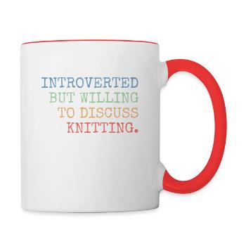 Introverted But Willing To Discuss Knitting - Contrasting Mug - white/red - Right