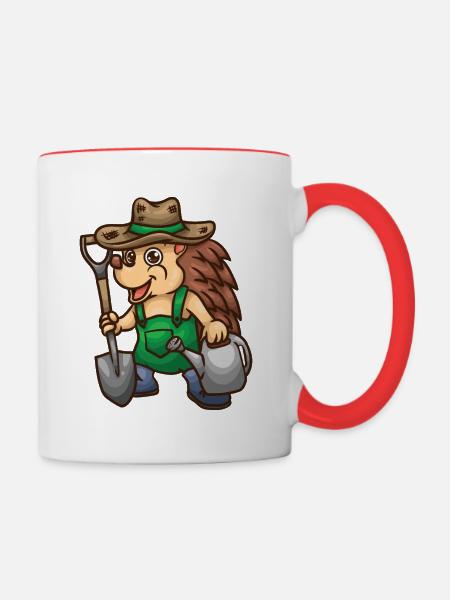 Gärtner - Igel Gärtner - Tasse zweifarbig - Weiß/Rot