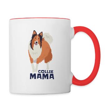 Langhaar Collie Mama | Collie Rough Collies - Tasse zweifarbig - Weiß/Rot - Rechts