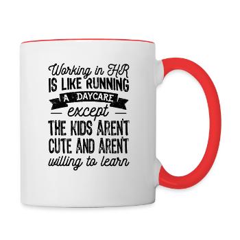 Working in HR Gift, Funny Human Resources - Contrasting Mug - white/red - Right