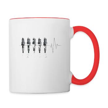 5 cylinder turbo oldtimer 1-2-4-5-3 gift idea - Contrasting Mug - white/red - Right