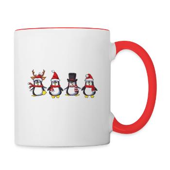 Frohe Weihnachten Pinguin - Tasse zweifarbig - Weiß/Rot - Rechts