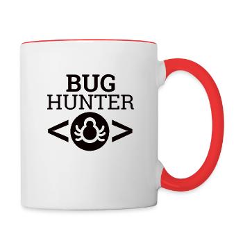 « Bug Hunter » | Informatique, programmeurs - Mug contrasté - blanc/rouge - Droite