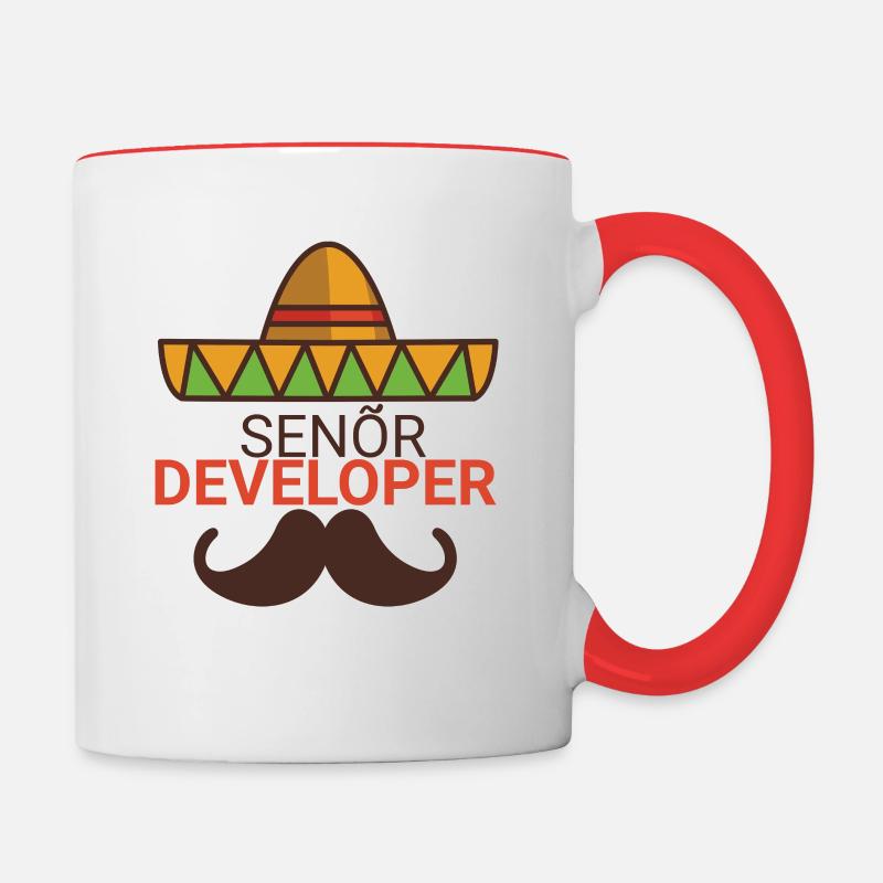 « Senor Developer, Senior Developer » | Programmeurs - Mug contrasté - blanc/rouge