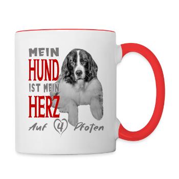 Mein Hund ist ein Landseer - Tasse zweifarbig - Weiß/Rot - Rechts