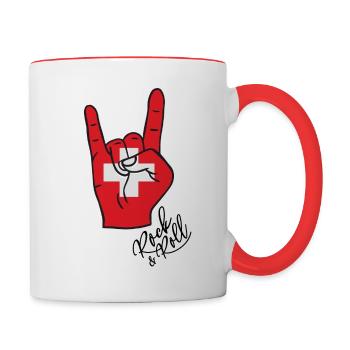 Rock & Roll Schweiz Rocker Heavy Metal Geschenk - Tasse zweifarbig - Weiß/Rot - Rechts