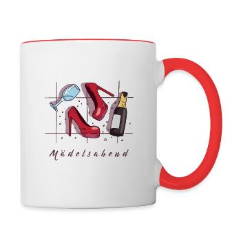 Mädelsabend-Shirt - Tasse zweifarbig - Weiß/Rot - Rechts