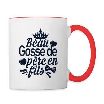 Beau gosse de père en fils - Mug contrasté - blanc/rouge - Droite