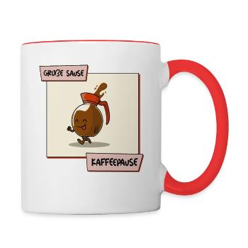 Große Sause Kaffeepause - Tasse zweifarbig - Weiß/Rot - Rechts