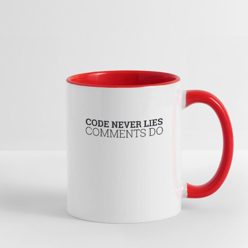 « Code never Lies, Comments do » | Programmeurs Mug contrasté