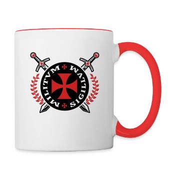 Kreuzritter Templer Emblem Templerorden Ritter - Tasse zweifarbig - Weiß/Rot - Rechts