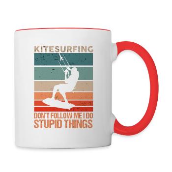Kiteboard Kite Surf Surf Surf Retro Vintage Kiten - Mug contrasté - blanc/rouge - Droite