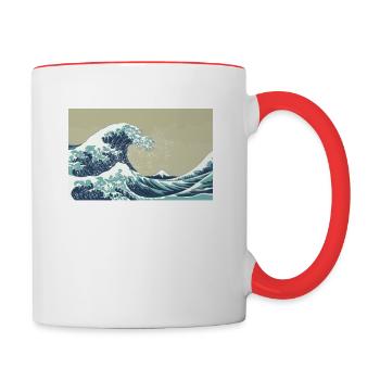 Great Wave of Kanagawa - Tasse zweifarbig - Weiß/Rot - Rechts