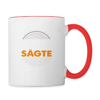 Holzfäller Ich Kam Sah und Sägte - Tasse zweifarbig - Weiß/Rot - Rechts