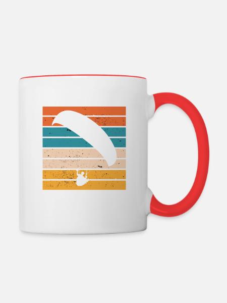 Paragliding Gleitschrimfliegen Retro Vintage - Tasse zweifarbig - Weiß/Rot