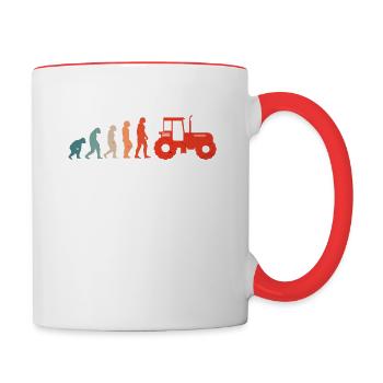 Agriculteur Trecker agriculteurs tracteur Evolution rétro - Mug contrasté - blanc/rouge - Droite