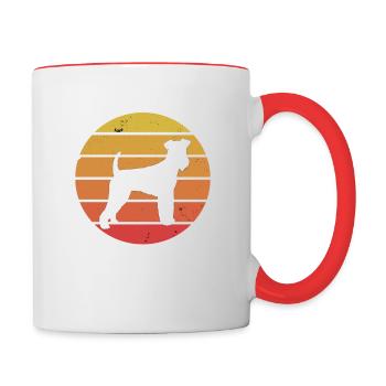 Airedale terrier Chien Vintage Retro Evolution - Mug contrasté - blanc/rouge - Droite